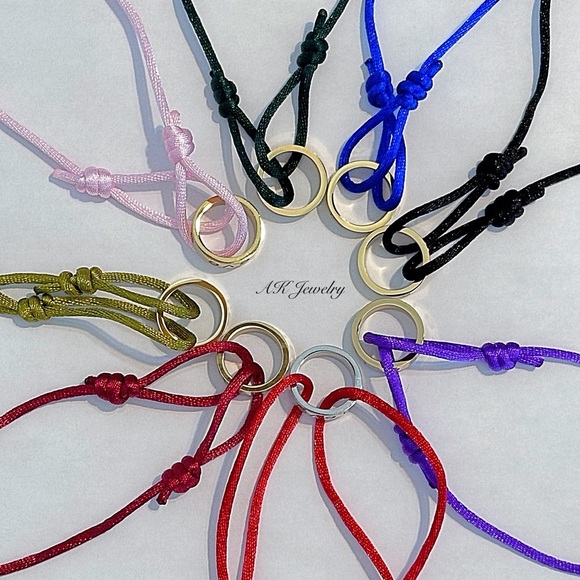 💎RED Ring CORD SILVER Screw Style Red String Silver Screw Nail Design - Picture 6 of 6